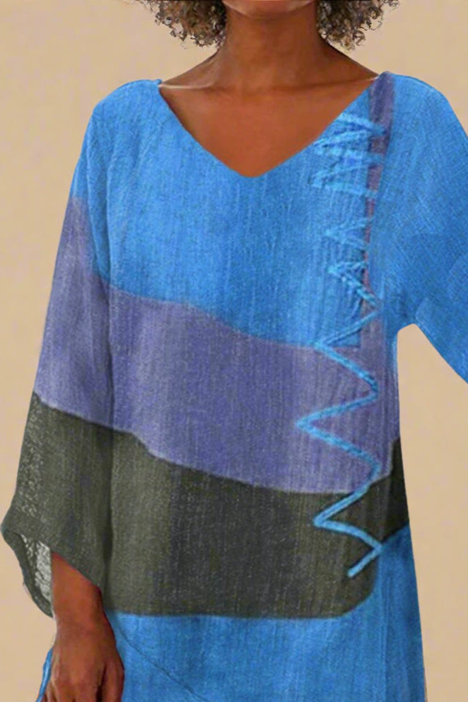 Helene | Top Color Block con Scollatura a V Elegante