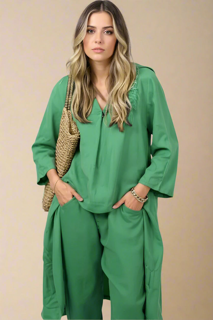 Set Norena | Pantaloni Monocromatici e Confortevoli + Top Coordinato