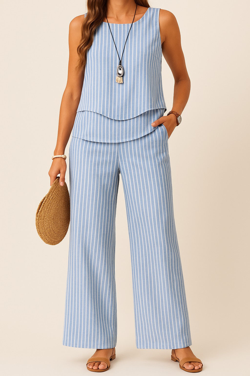 Set Sofie | Pantaloni + Top con Strisce Coordinate