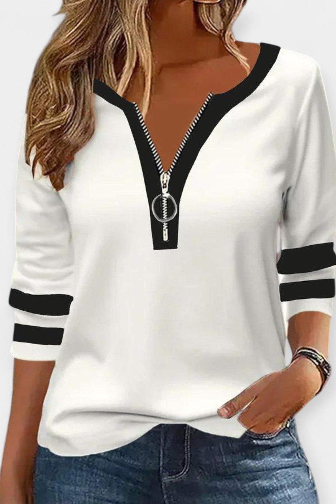Koszulka z długim rękawem z zamkiem