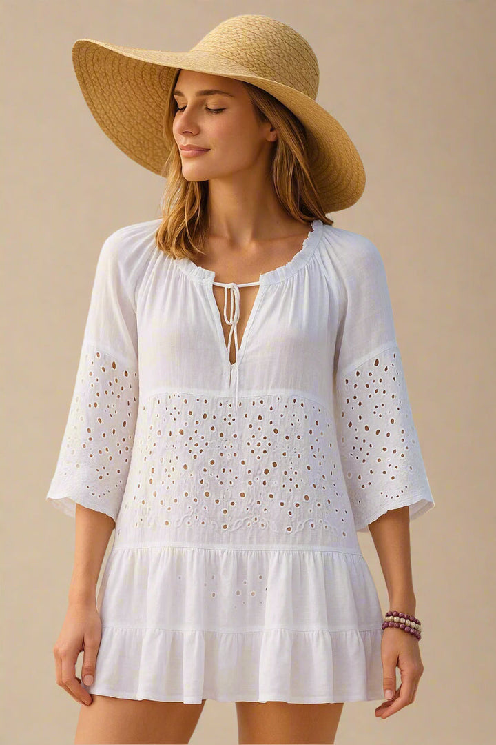 Liv | BLUSA Ricamata leggerezza + eleganza della spiaggia